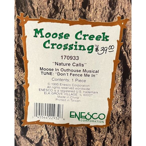 Enesco Moose Creek Crossing “Nature Calls” 1995 Musical Moose Outhouse #170933 - Picture 8 of 8